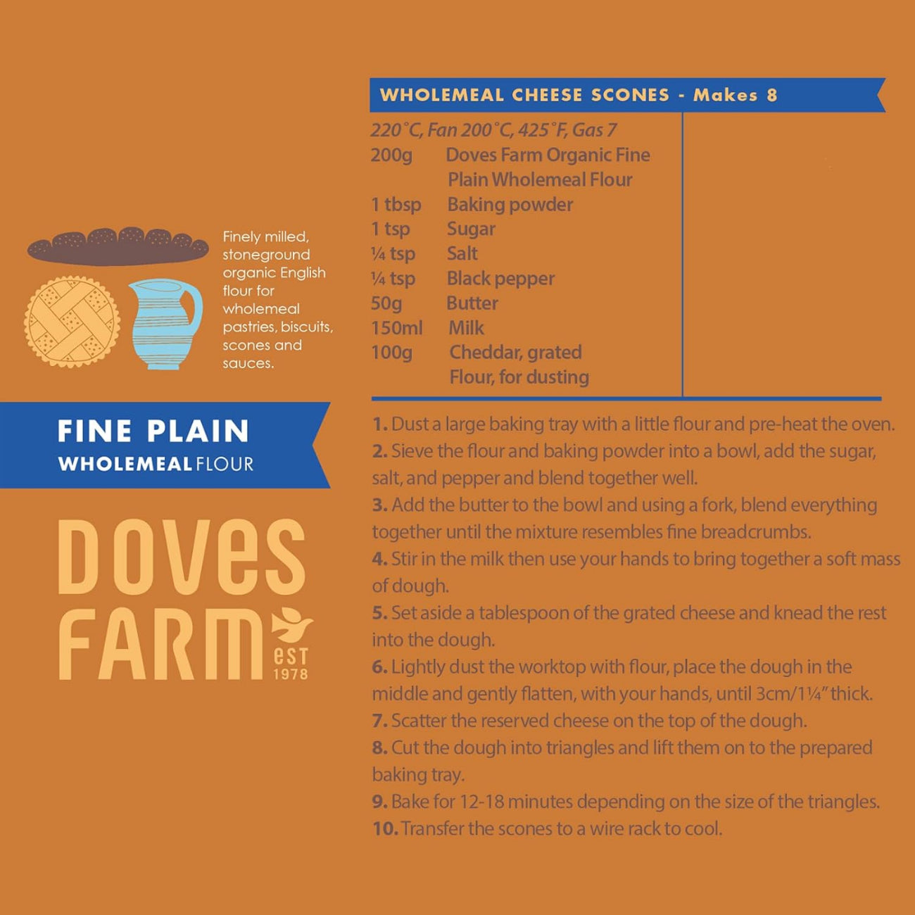 Organic Fine Plain Stoneground Wholemeal Flour 1kg BBE 05.05.2026 - Doves Farm - Flour - Doves Farm
