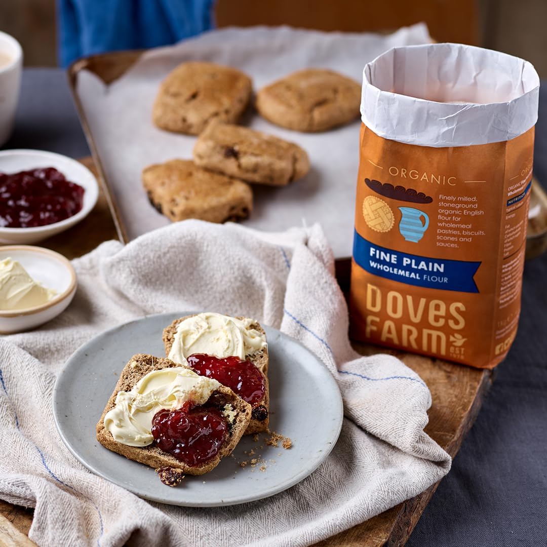 Organic Fine Plain Stoneground Wholemeal Flour 1kg - Doves Farm - Flour - Eco Natural Products