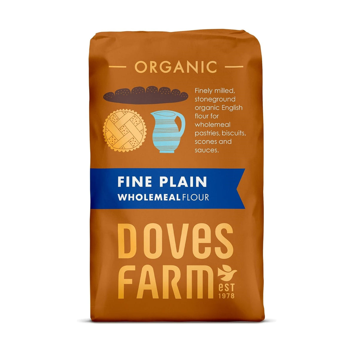 Organic Fine Plain Stoneground Wholemeal Flour 1kg - Doves Farm - Flour - Eco Natural Products