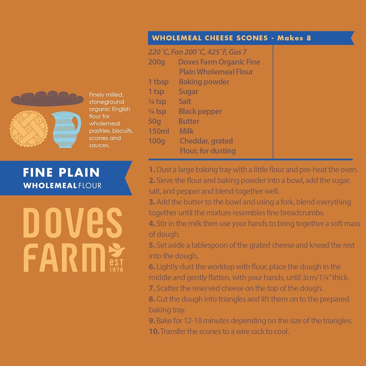 Organic Fine Plain Stoneground Wholemeal Flour 1kg - Doves Farm - Flour - Eco Natural Products