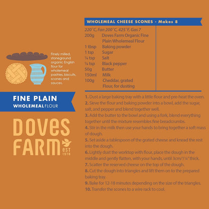 Organic Fine Plain Stoneground Wholemeal Flour 1kg - Doves Farm - Flour - Eco Natural Products