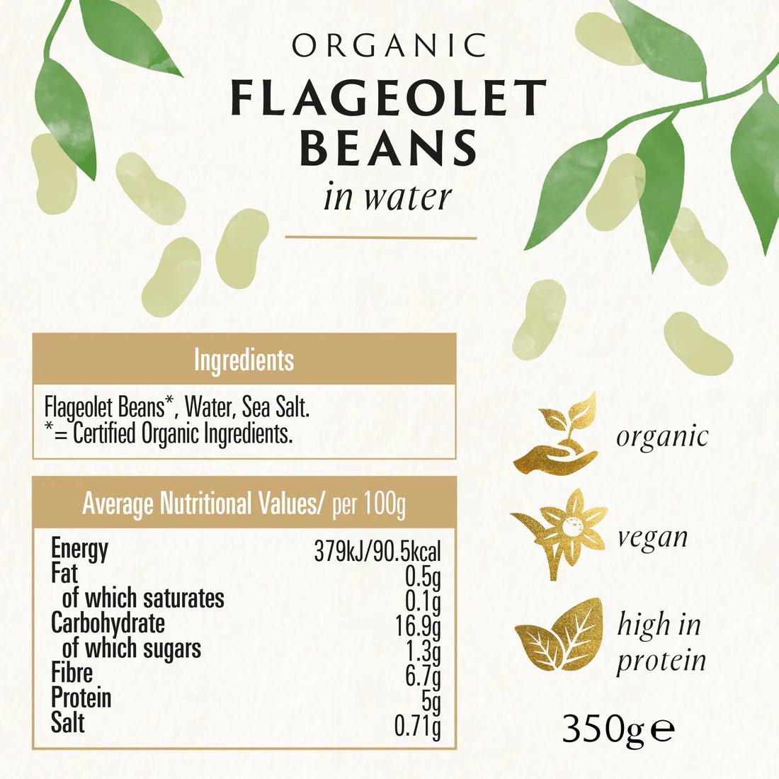 Organic Flageolet Beans in Glass Jars 350g [BLACK FRIDAY] - Eco Natural Products - Biona - Beans