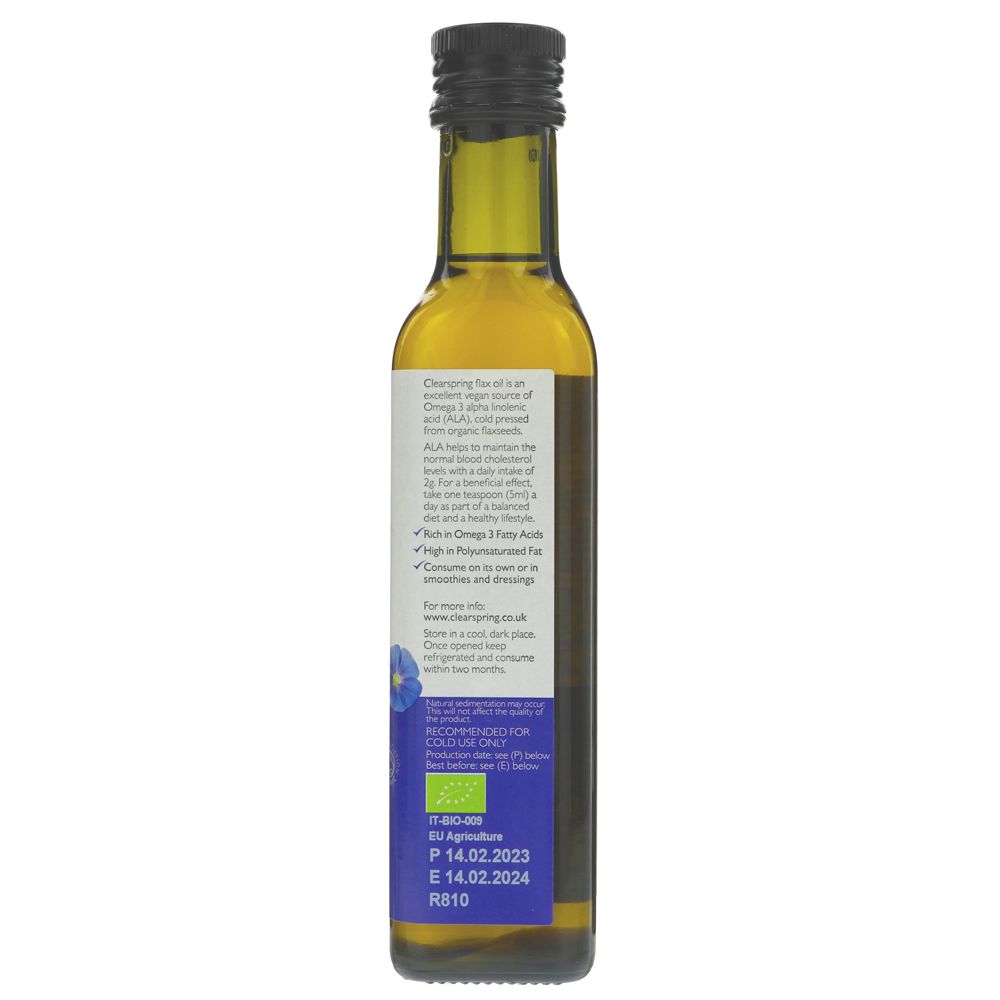 Organic Flax Cold Pressed Oil 250ml - Clearspring - Oil - Eco Natural Products