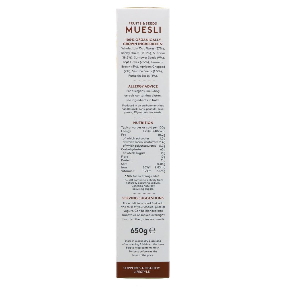 Organic Fruits and Seeds Muesli 650g - Alara - Muesli - Eco Natural Products