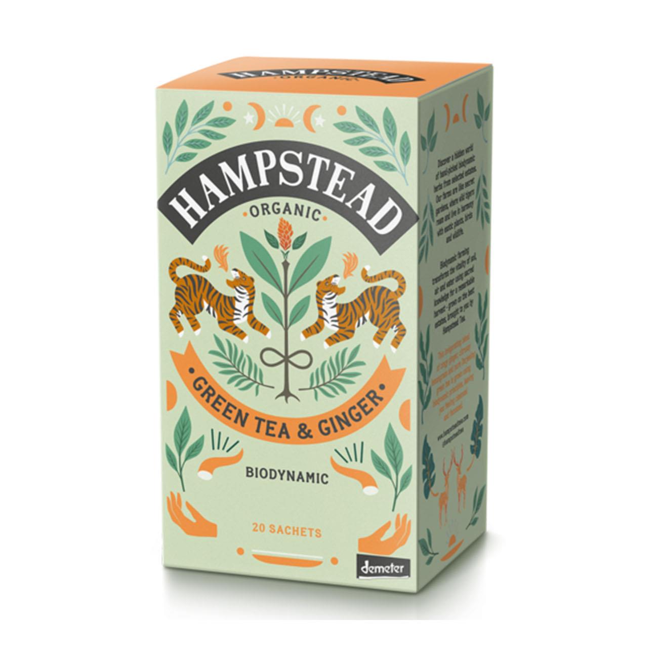 Organic Ginger & Green Tea 20 bags - Hampstead Tea - Green tea - Eco Natural Products