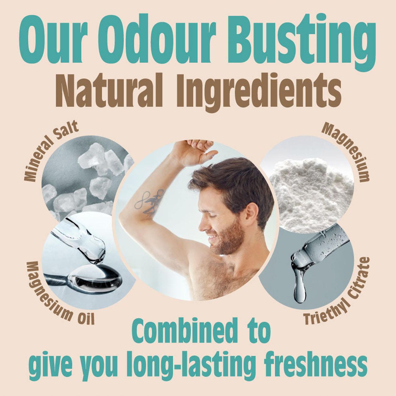 Salt of the Earth Organic Ginger & Jasmine Deodorant Spray 100ml in eco bottle showing its natural ingredients