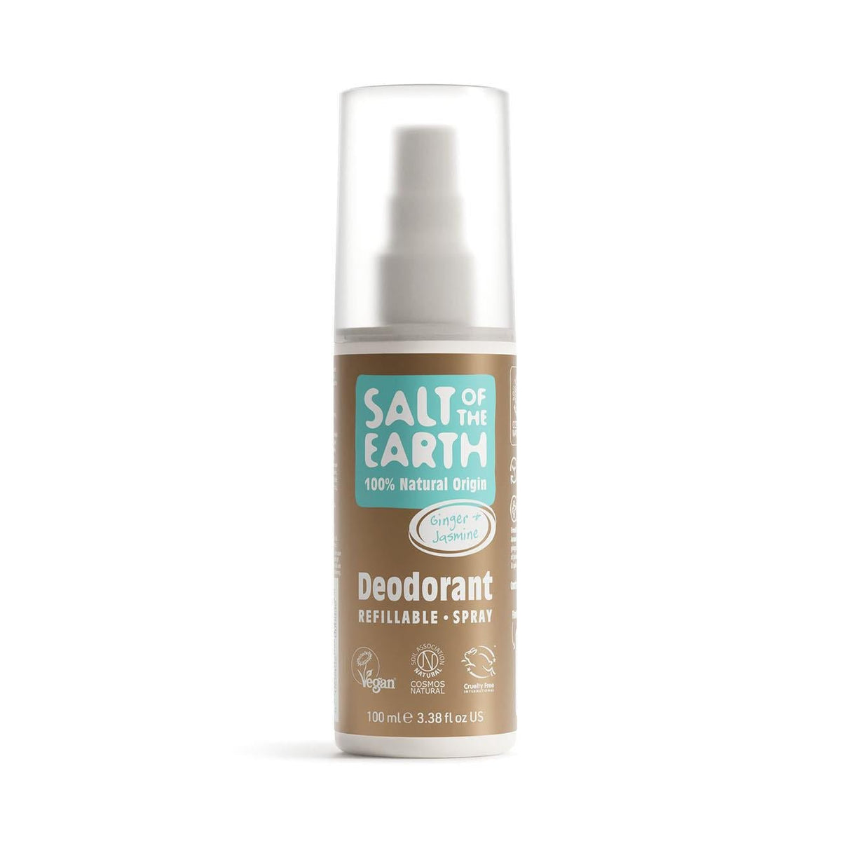 Salt of the Earth Organic Ginger & Jasmine Deodorant Spray 100ml in eco bottle
