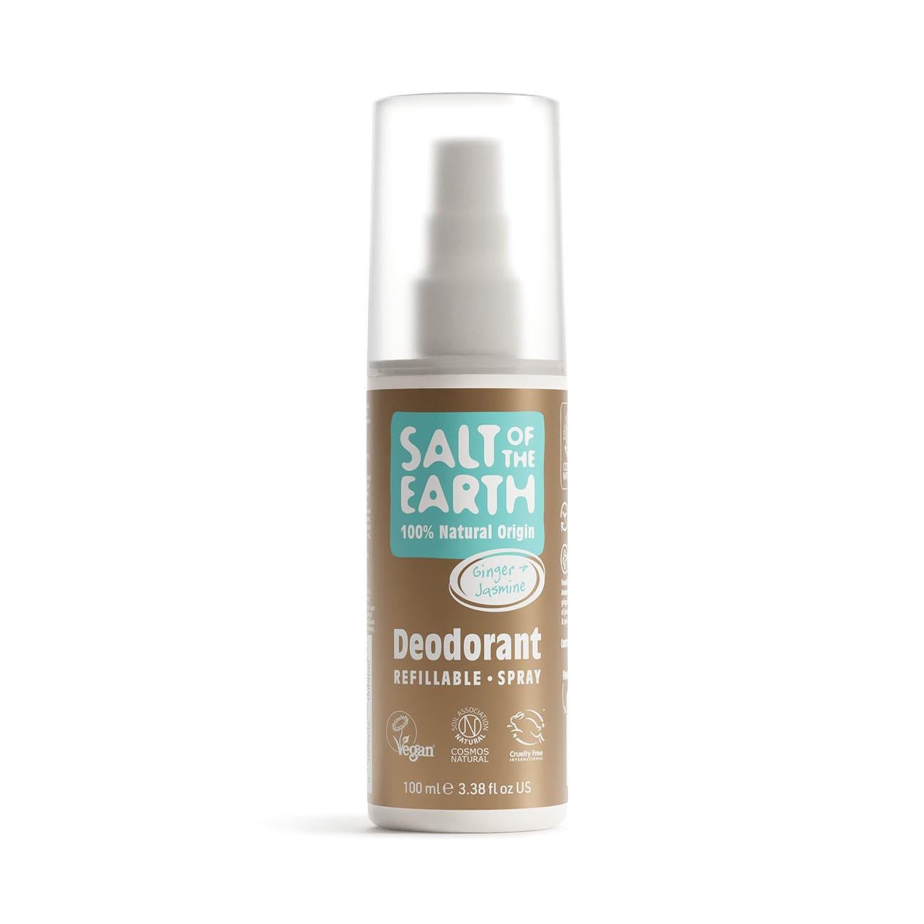 Salt of the Earth Organic Ginger & Jasmine Deodorant Spray 100ml in eco bottle