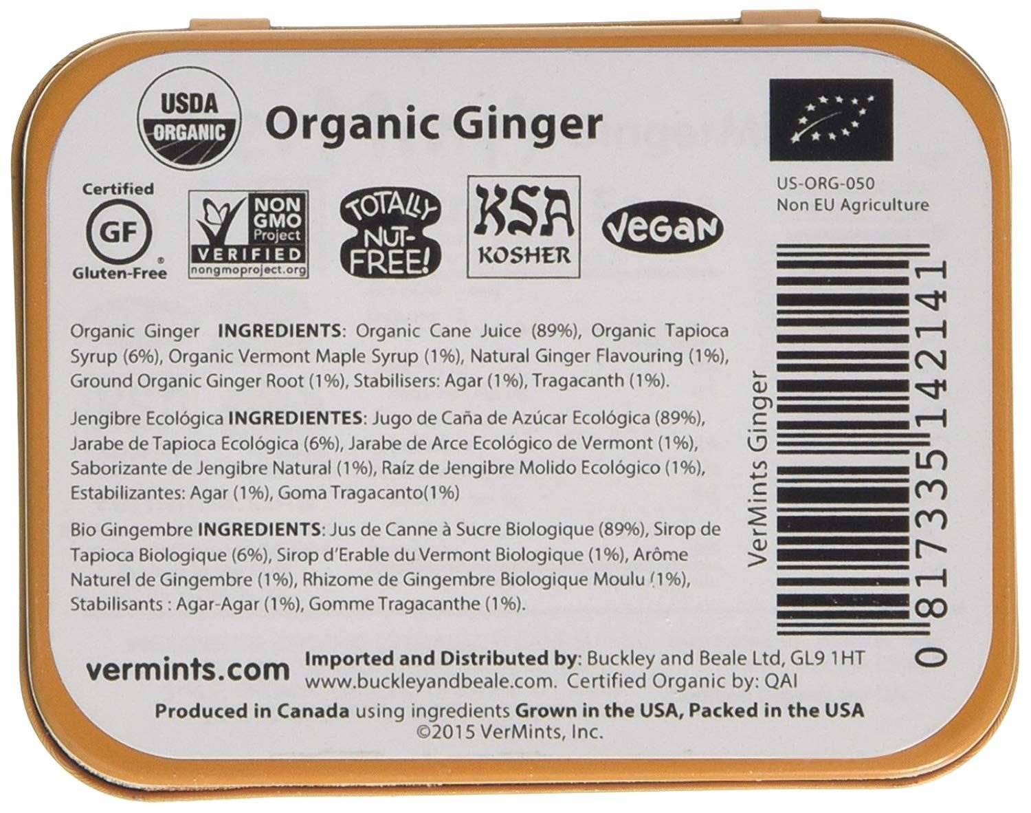 Organic Ginger Mints 40g [BLACK FRIDAY] - Eco Natural Products - Vermints - Mints