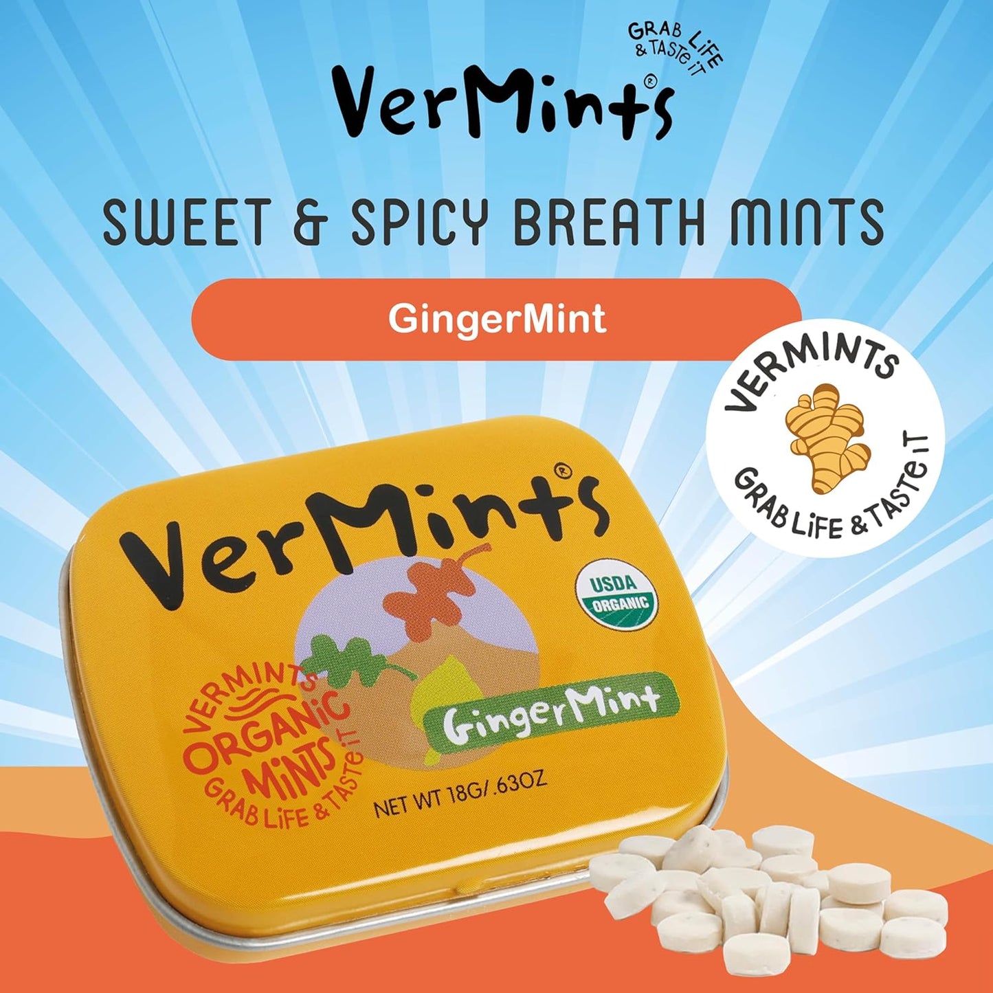 Organic Ginger Mints 40g - Vermints - Mints - Eco Natural Products