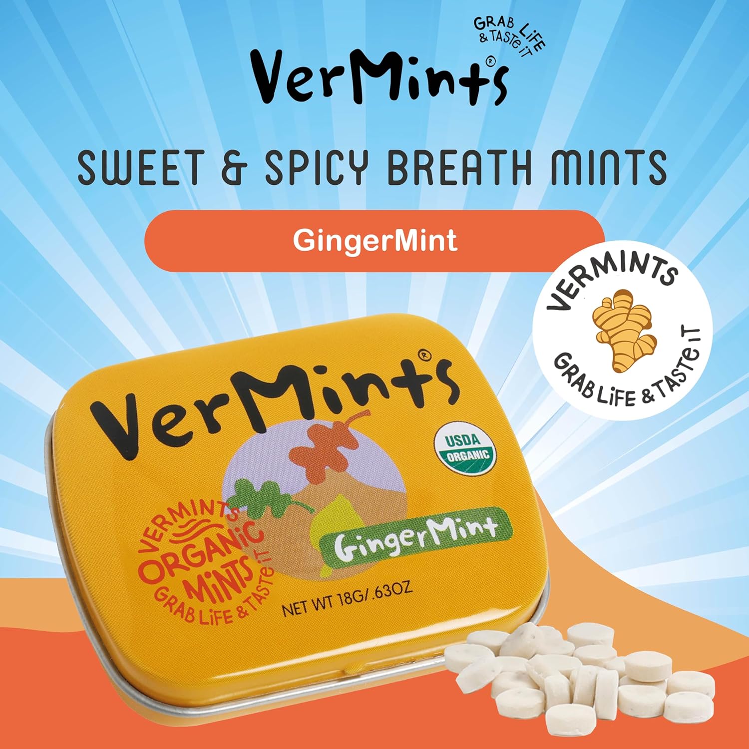 Organic Ginger Mints 40g - Vermints - Mints - Eco Natural Products