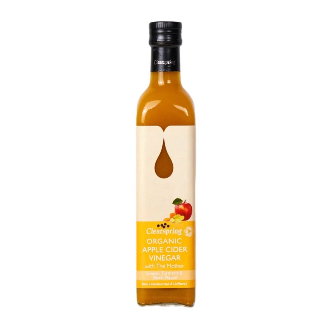 Organic Ginger Turmeric Apple Cider Vinegar with The Mother 500ml - Clearspring - Vinegar - Eco Natural Products