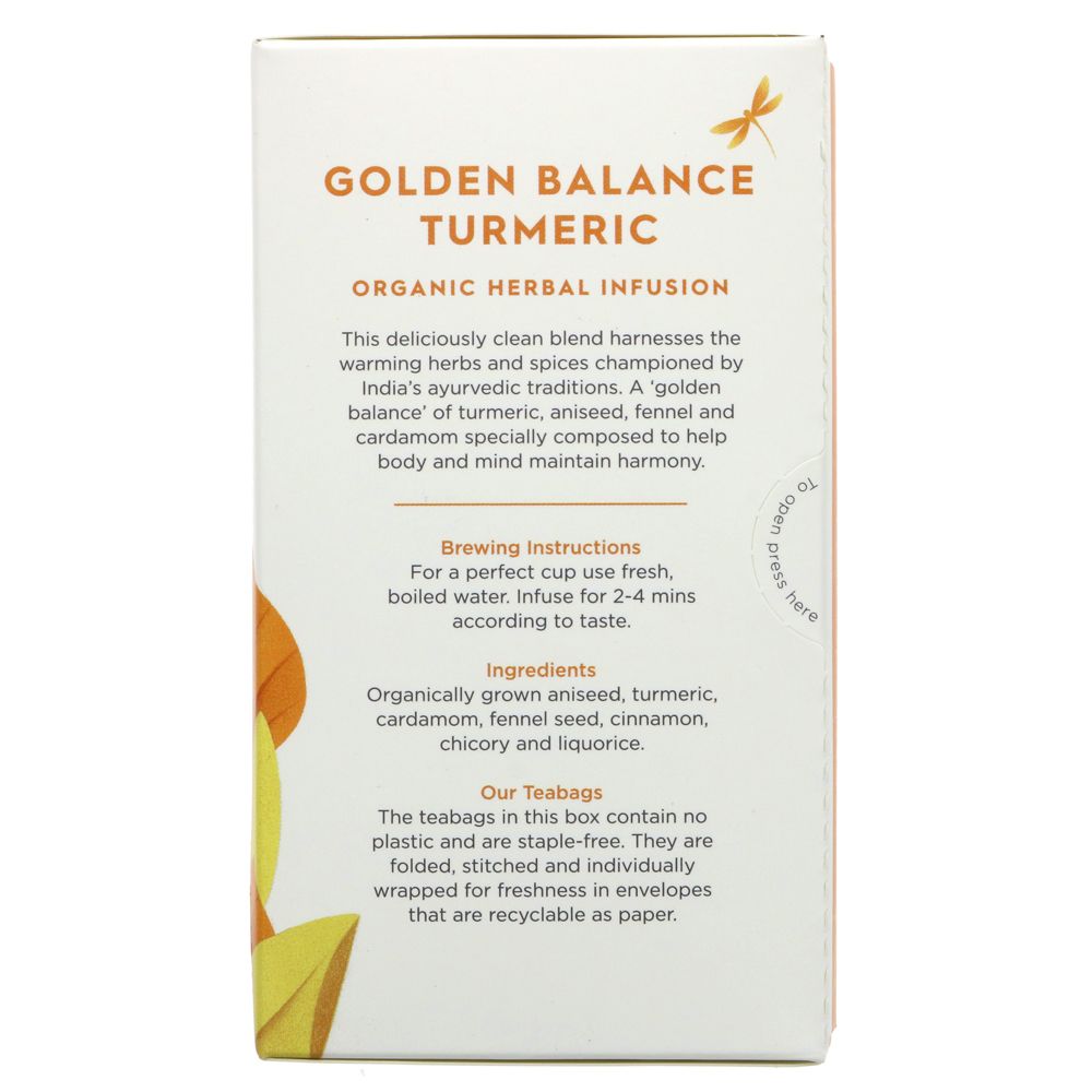 Organic Golden Balance Turmeric Herbal Infusion 20 bags - Dragonfly Tea - Herbal infusion - Eco Natural Products