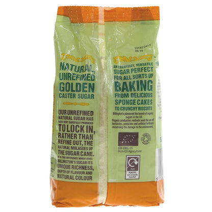Organic Golden Caster Sugar 500g - Billingtons - Sugar Cane - Eco Natural Products