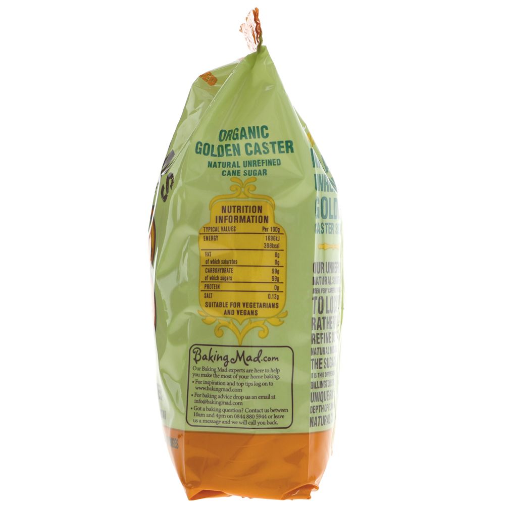 Organic Golden Caster Sugar 500g - Billingtons - Sugar Cane - Eco Natural Products