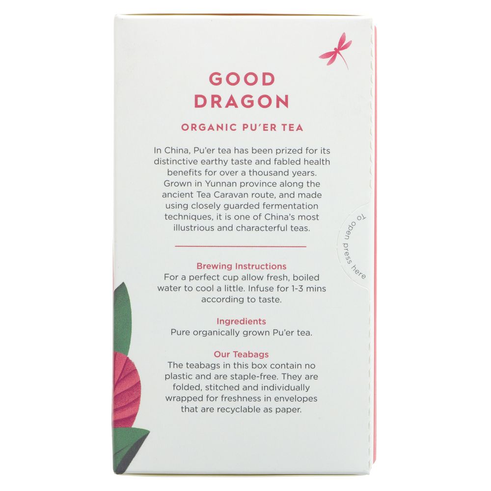 Organic Good Dragon Pu'er Tea 20 bags - Dragonfly Tea - Pure Tea - Eco Natural Products