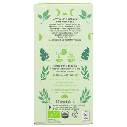 Organic Green Tea 20 bags - Hampstead Tea - Green tea - Eco Natural Products