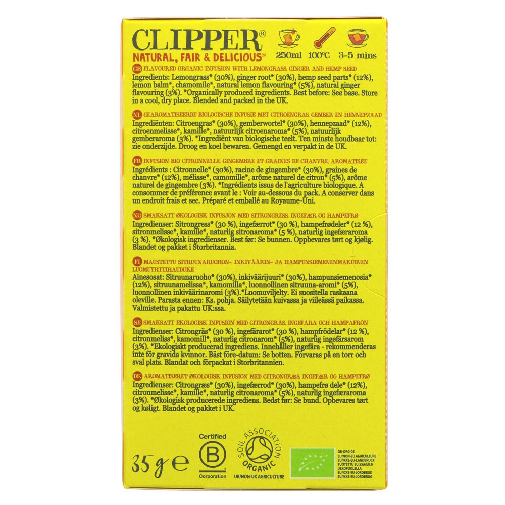 Organic Groovy Ginger Hemp Infusion 20 Bags - Clipper - Infusion - Eco Natural Products