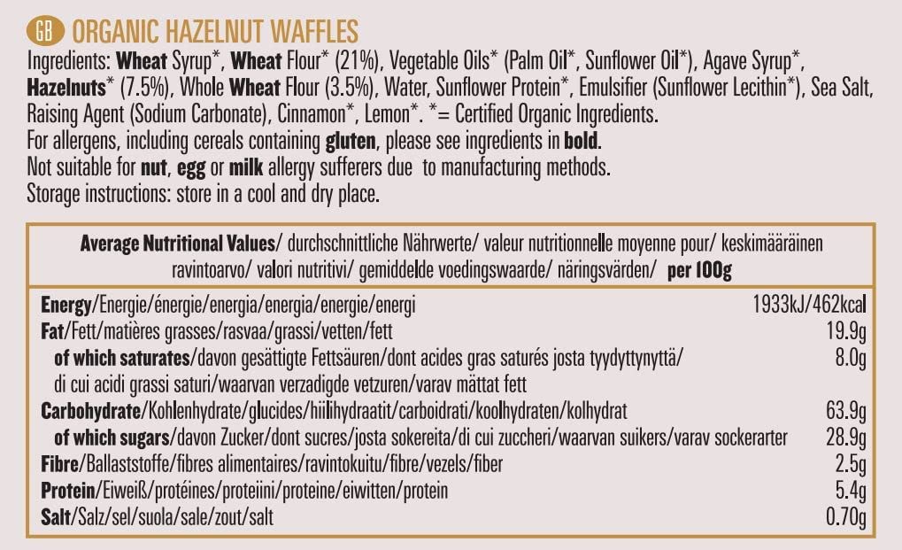 Organic Hazelnut Waffles 175g - Biona - Wafles - Eco Natural Products