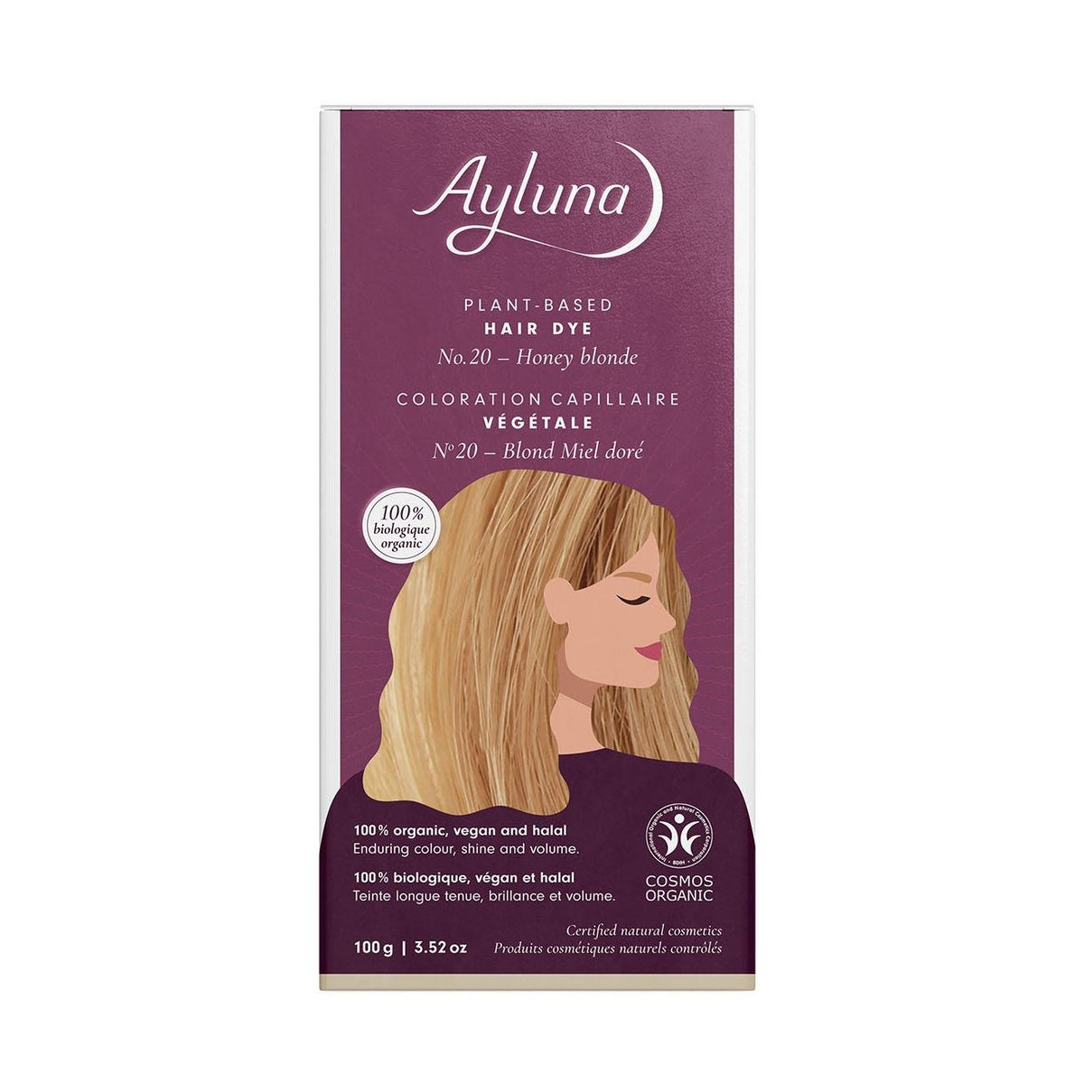 Organic Honey Blonde No. 20 Plant - Based Hair Colour 100g - Ayluna - Hair Color - Eco Natural Products