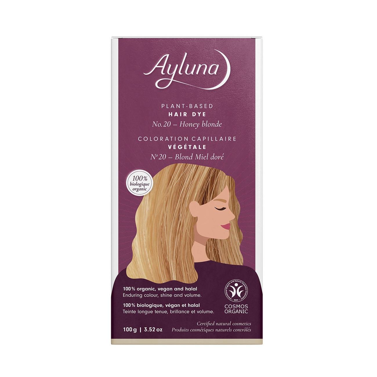Organic Honey Blonde No. 20 Plant - Based Hair Colour 100g - Ayluna - Hair Color - Eco Natural Products