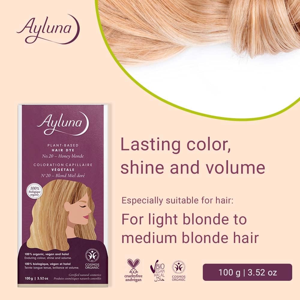 Organic Honey Blonde No. 20 Plant - Based Hair Colour 100g - Eco Natural Products - Ayluna - Hair Color