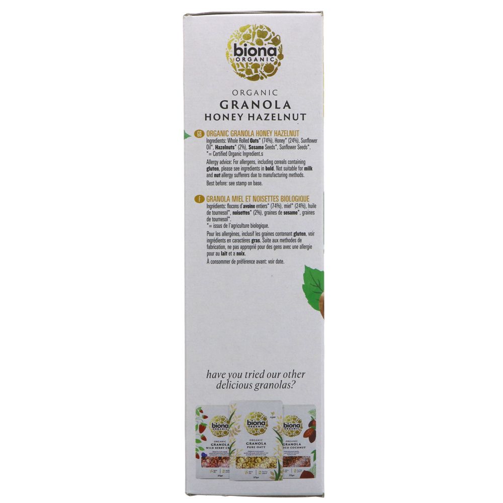 Organic Honey Hazel Crunchy No Added Sugar 375g - Biona - Granola - Eco Natural Products