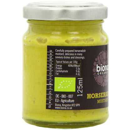 Organic Horseradish Mustard 125g - Biona - Condiments & Sauces - Eco Natural Products