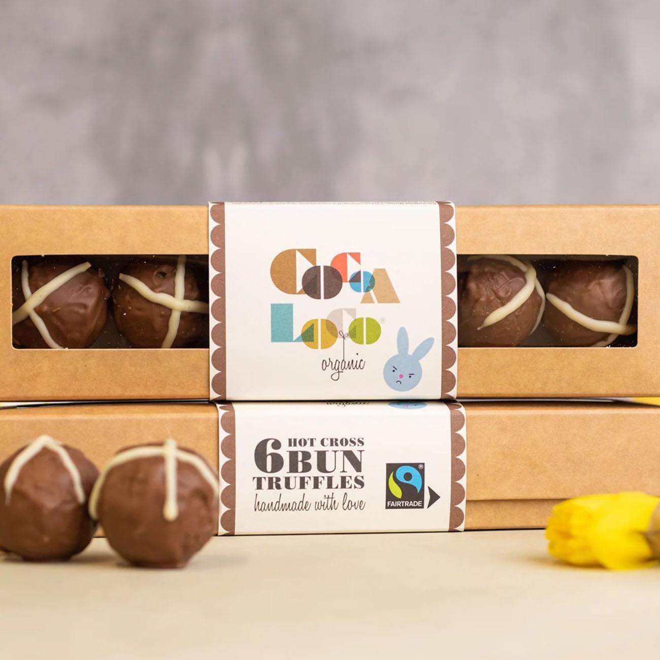 Cocoa Loco Organic Hot Cross Bun Truffles Easter 100g lifestyle image