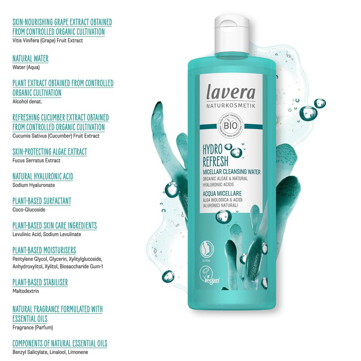 Organic Hydro Refresh Micellar Cleansing Water 400ml - Lavera - Micellar water - Eco Natural Products