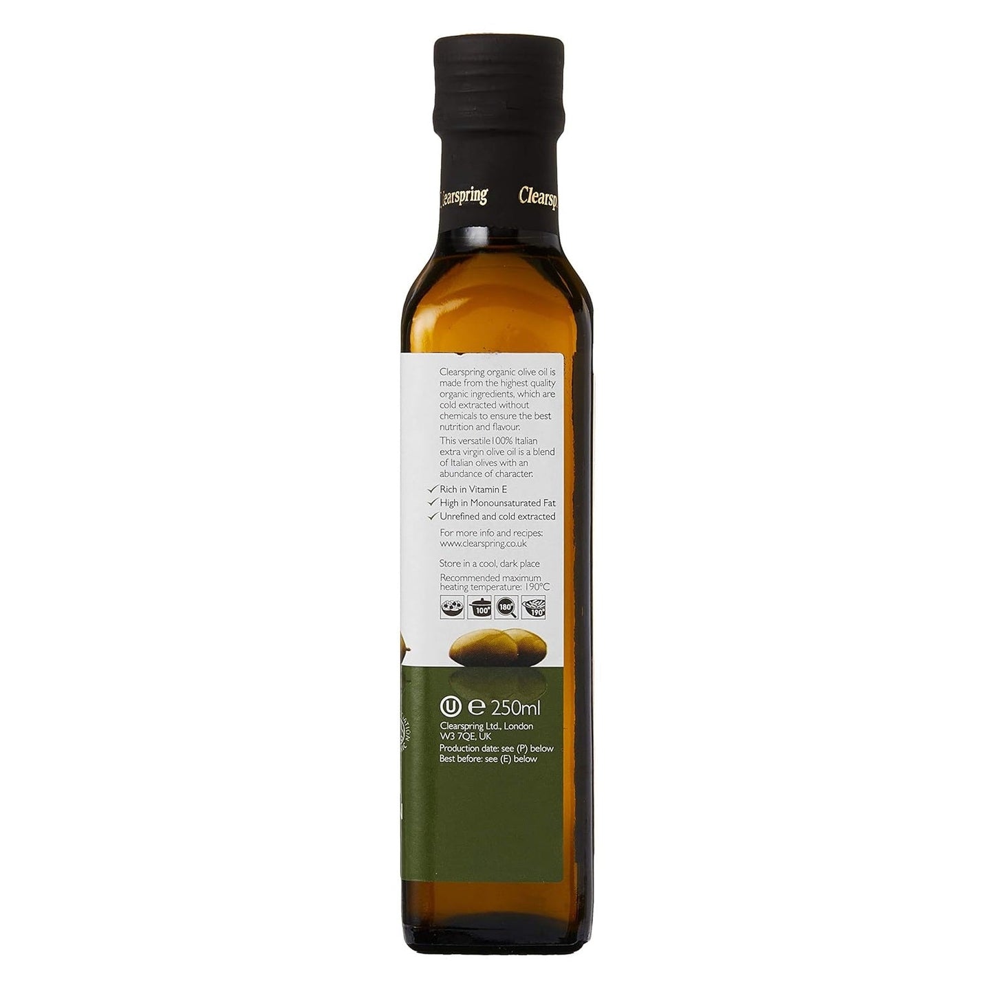 Organic Italian Extra Virgin Olive Cold Pressed Oil 250ml - Clearspring - Oil - Eco Natural Products