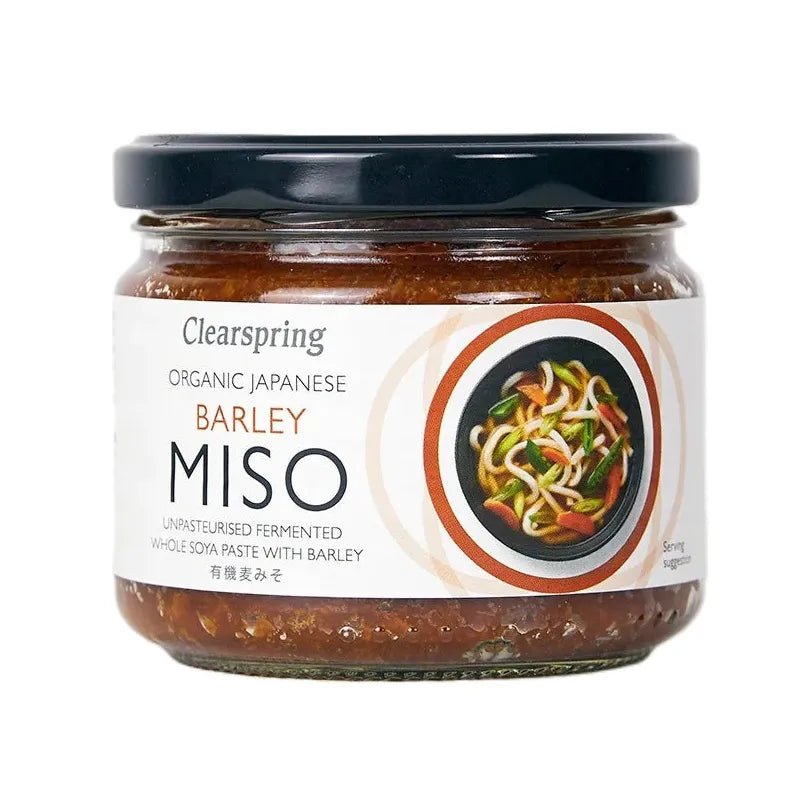 Organic Japanese Barley Miso Unpasteurised Jar 300g BBE 17.07.2025 - Clearspring - Bean Paste - Clearspring