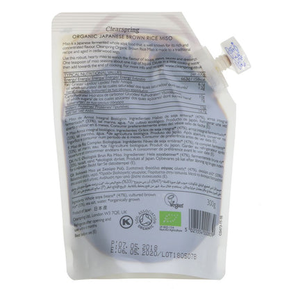 Organic Japanese Brown Rice Miso Pouch 300g - Clearspring - Miso - Eco Natural Products