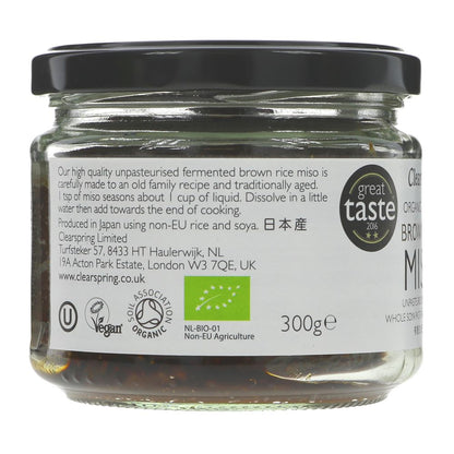 Organic Japanese Brown Rice Miso Unpasteurised Jar 300g - Clearspring - Miso - Eco Natural Products