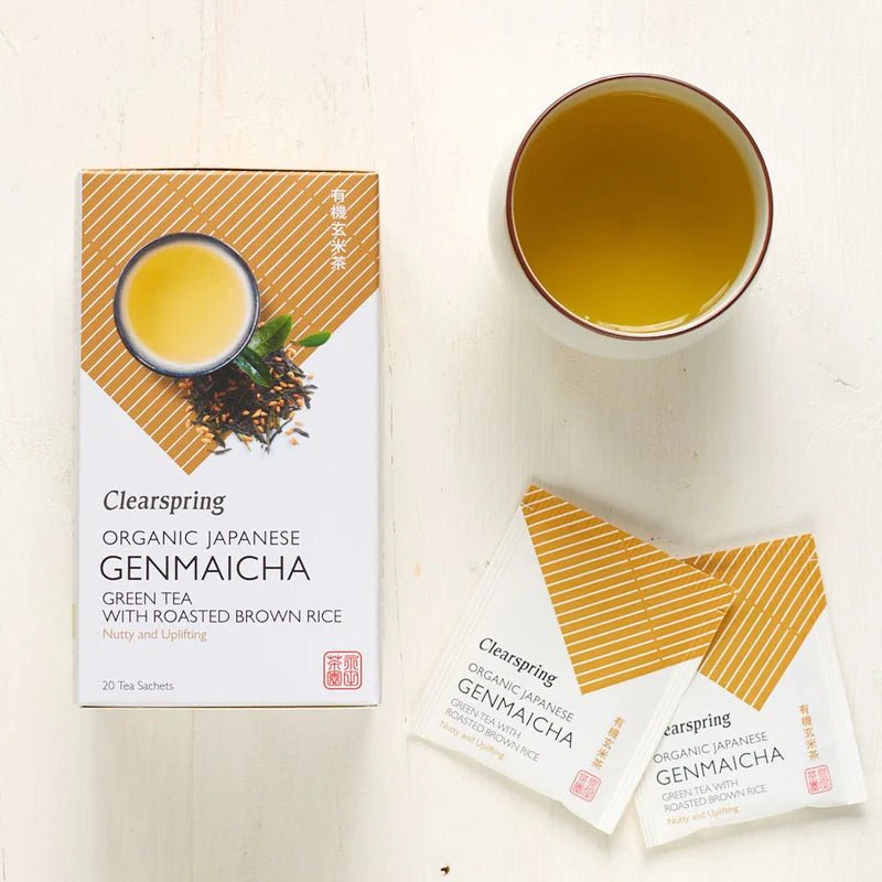 Organic Japanese Genmaicha Roasted Brown Rice Green Tea 20 Bags - Clearspring - Green Tea - Eco Natural Products