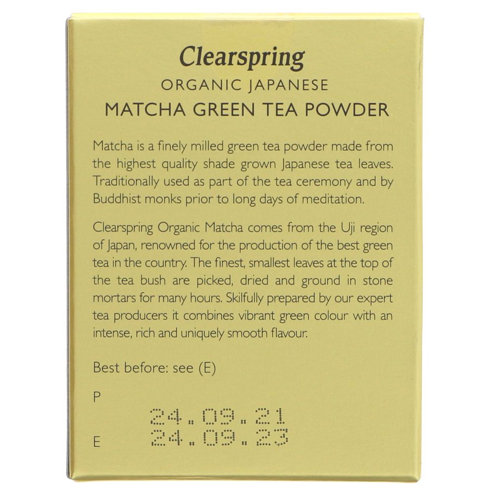 Organic Japanese Matcha Powder Ceremonial Grade Green Tea 30g - Clearspring - Matcha - Eco Natural Products