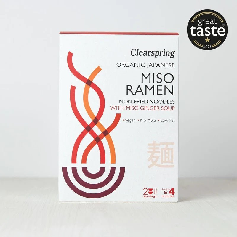 Organic Japanese Miso Ramen Noodles with Miso Ginger Soup 2x105g [BLACK FRIDAY] - Eco Natural Products - Clearspring - Ramen