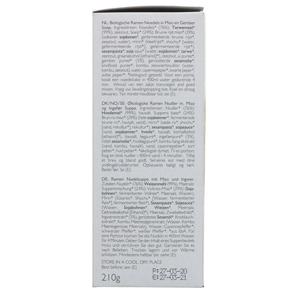 Organic Japanese Miso Ramen Noodles with Miso Ginger Soup 2x105g - Clearspring - Ramen - Eco Natural Products