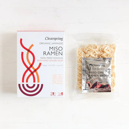 Organic Japanese Miso Ramen Noodles with Miso Ginger Soup 2x105g - Clearspring - Ramen - Eco Natural Products