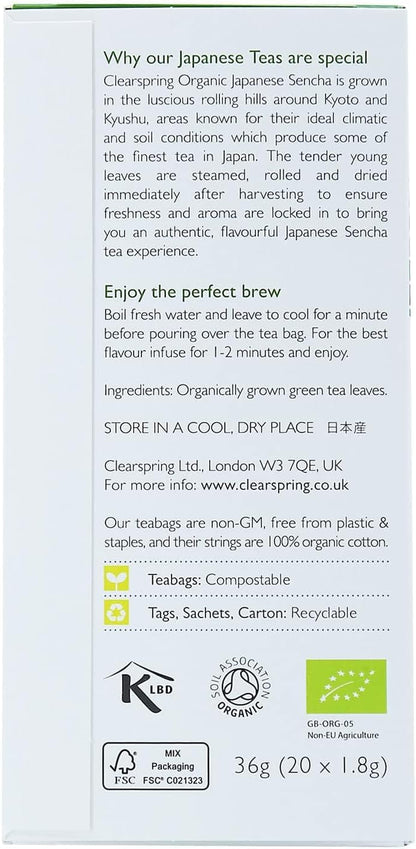 Organic Japanese Sencha Traditional Green Tea 20 Bags - Clearspring - Green Tea - Eco Natural Products