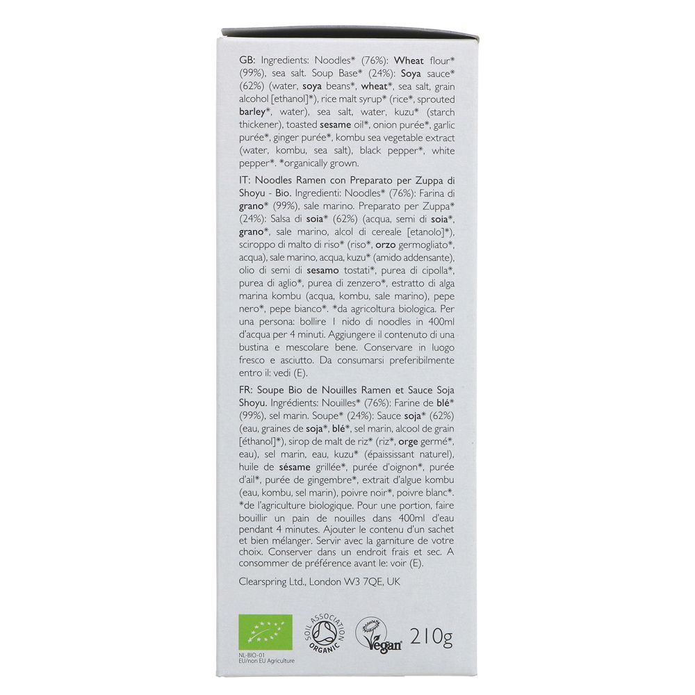 Organic Japanese Shoyu Ramen Noodles with Soya Sauce Soup 2x105g - Clearspring - Ramen - Eco Natural Products