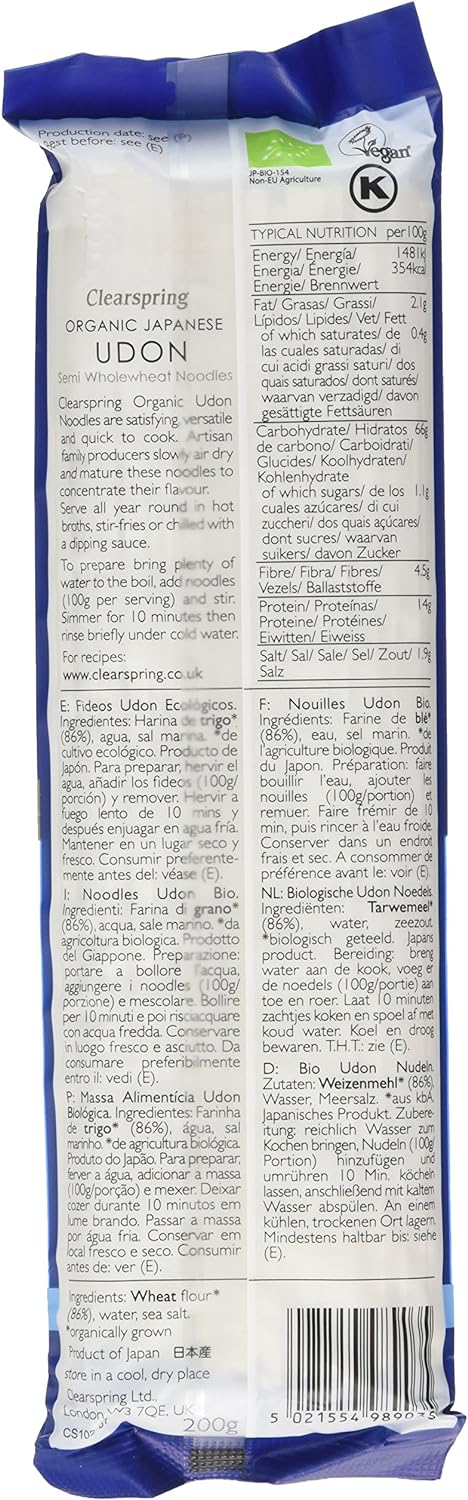 Organic Japanese Udon Noodles 200g - Clearspring - Noodles - Eco Natural Products