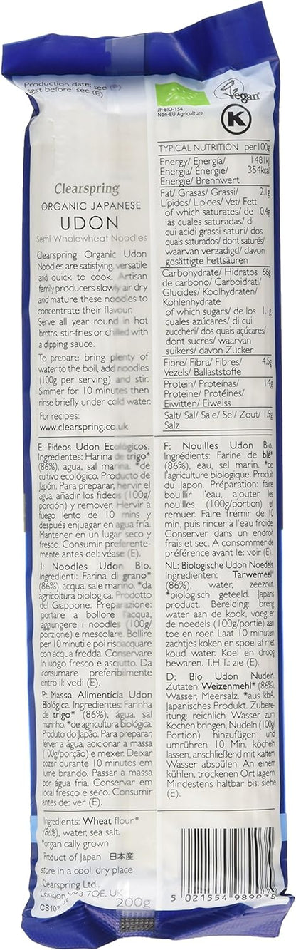 Organic Japanese Udon Noodles 200g - Clearspring - Noodles - Eco Natural Products