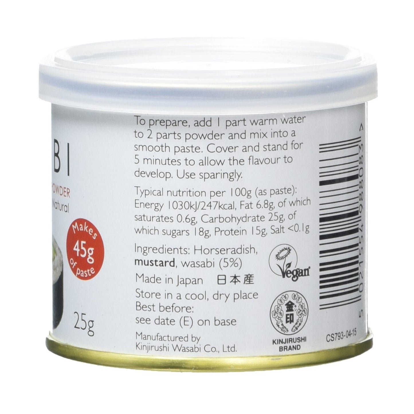 Organic Japanese Wasabi Powder 25g - Clearspring - Wasabi - Eco Natural Products