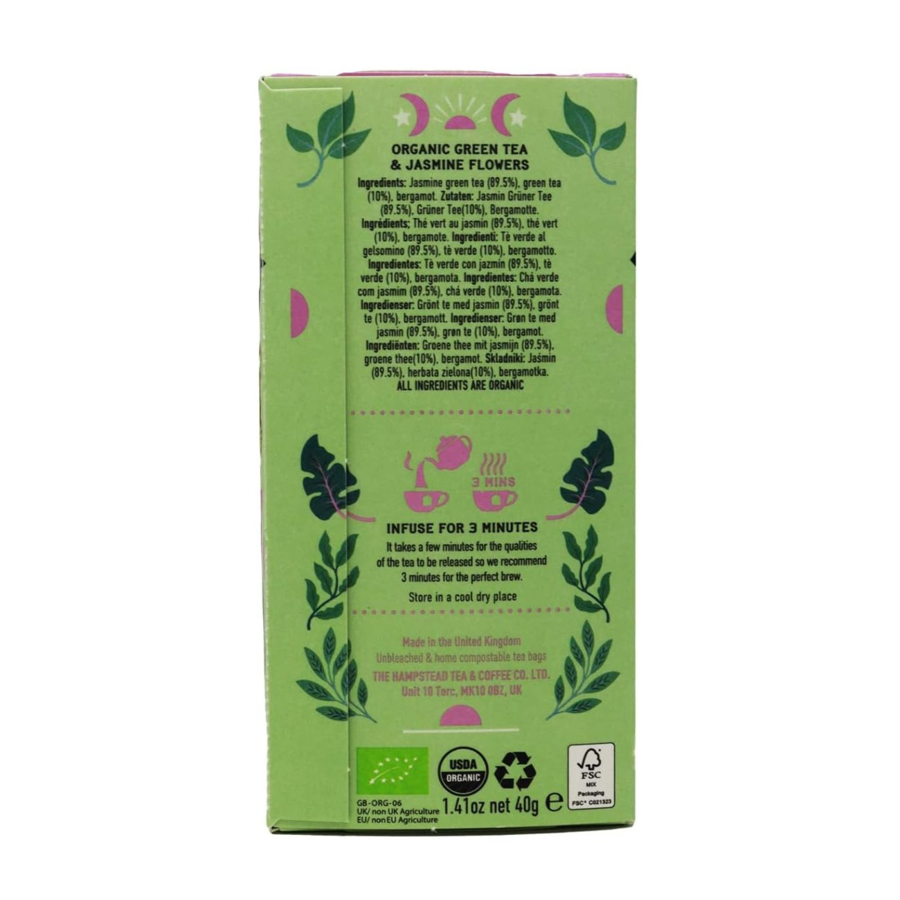 Organic Jasmine & Green Tea 20 bag - Hampstead Tea - Green tea - Eco Natural Products