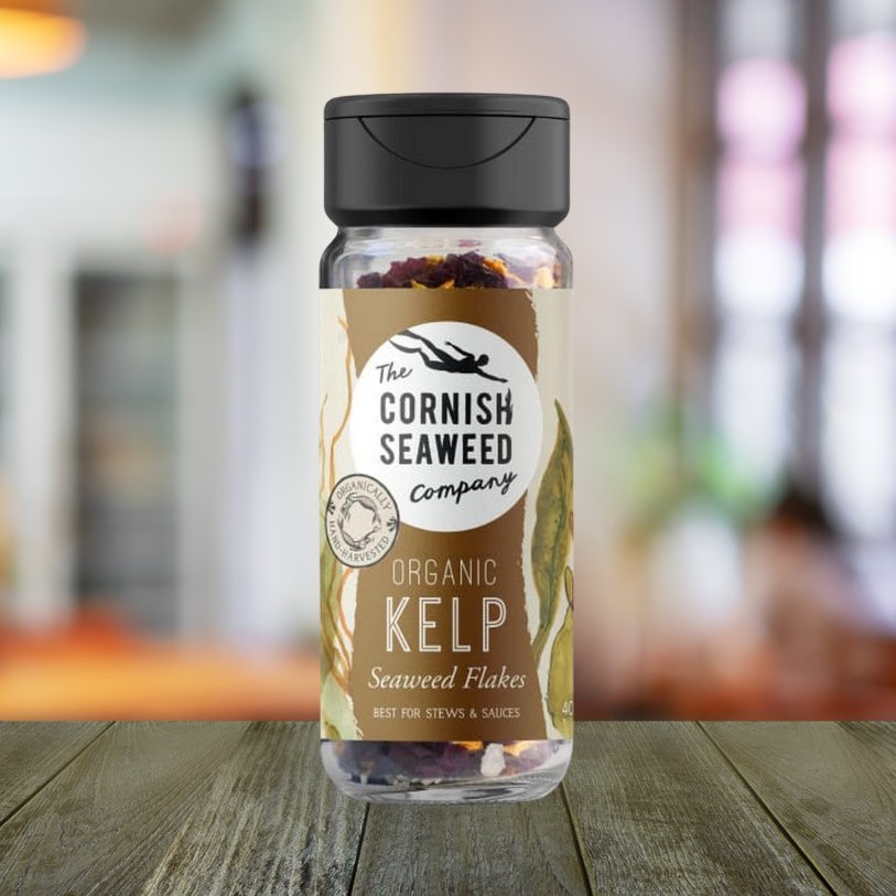 Organic Kelp Seaweed Flakes Shaker 20g - The Cornish Seaweed Company - Sea Vegetable Condiment - Eco Natural Products