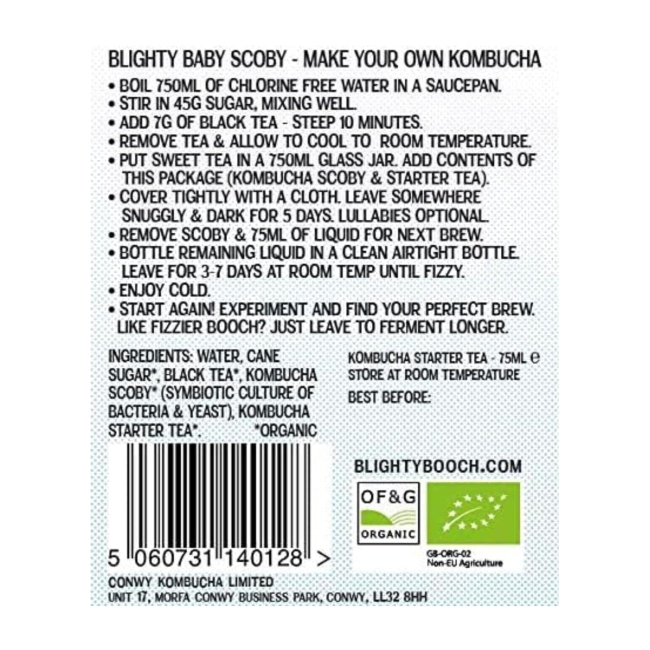 Organic Kombucha Scoby Starter 75ml - Blighty Booch Kombucha - Tea - Eco Natural Products