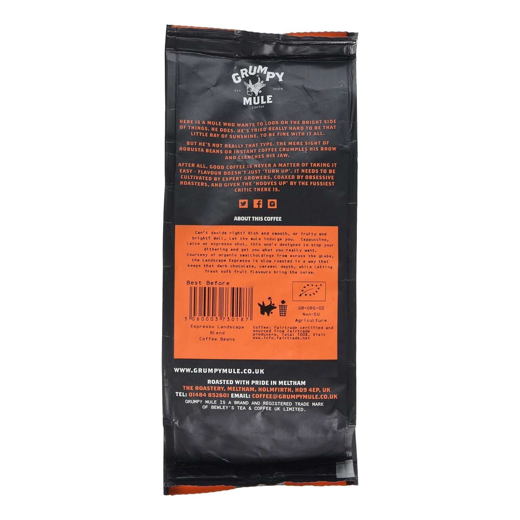 Organic Landscape Espresso Whole Beans Coffee 227g [BLACK FRIDAY] - Eco Natural Products - Grumpy Mule Coffee - Coffee