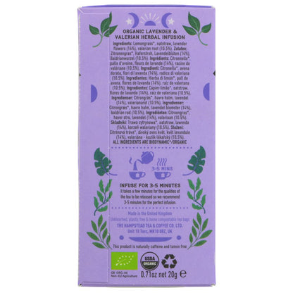 Organic Lavender & Valerian Herbal Infusion 20 bags - Hampstead Tea - Hebal infusion - Eco Natural Products