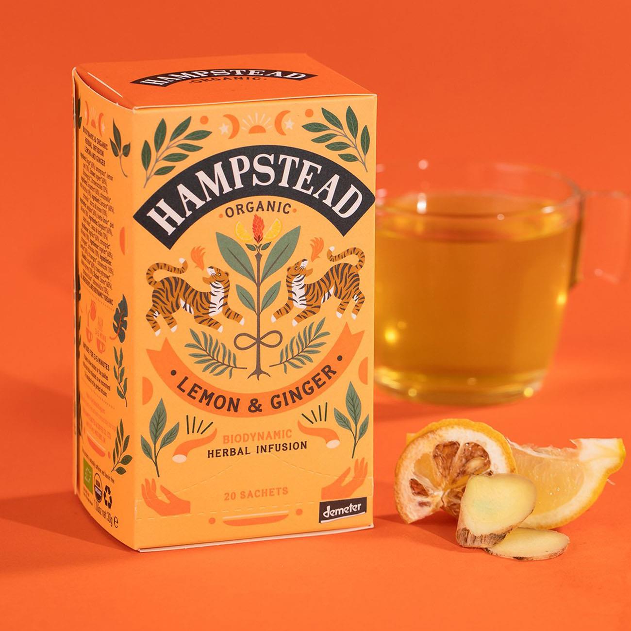 Organic Lemon & Ginger Herbal Infusion 20 Bags - Hampstead Tea - Hebal Infusion - Hampstead Tea